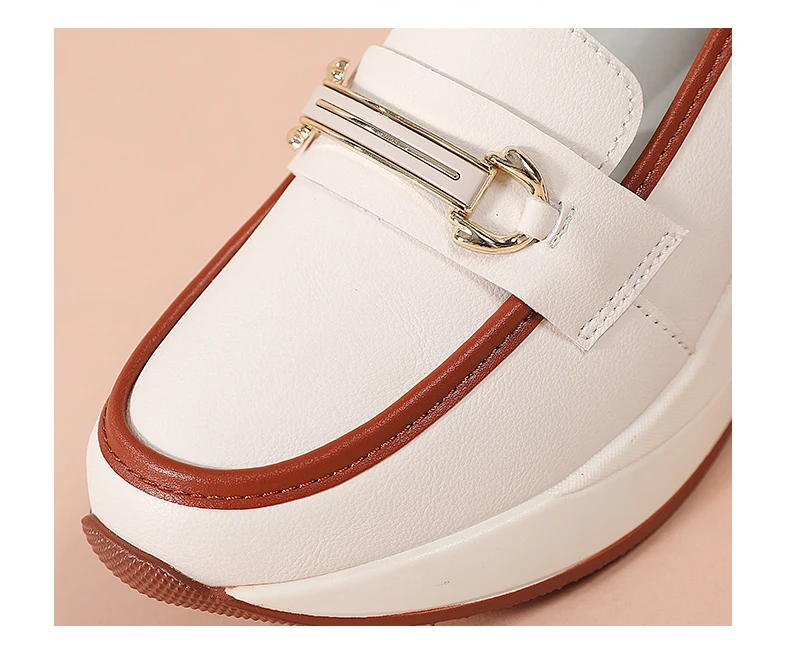 Neue Damenschuhe Frühling/Herbst Flache Schuhe aus PU-Leder Mokassins Lässige Slip-On Loafers Damen Plateau Bootsschuhe – Detail 5