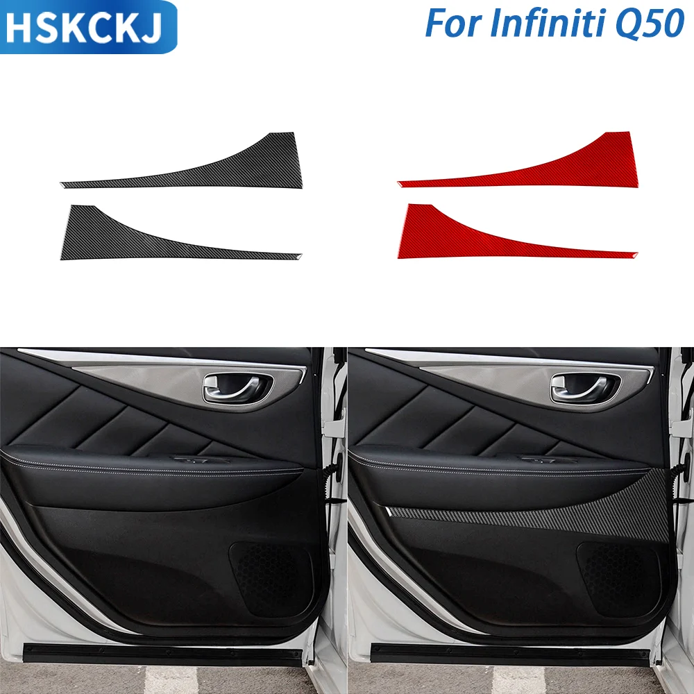 

Real Carbon Fiber Car Rear Door Panel Sticker Cover Trim Interior Decorative Accessories For Infiniti Q50 2014——2020