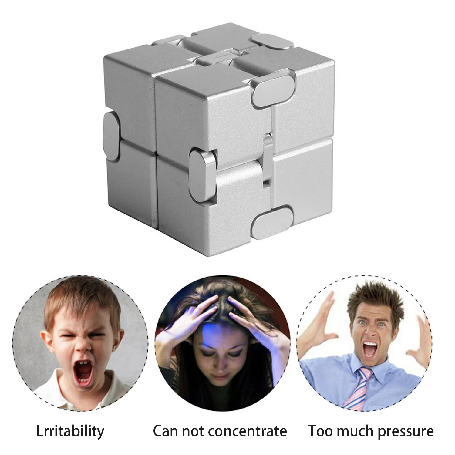 Kids Adults Mini Funny Aluminum Alloy Infinite Cube Puzzles Blocks Finger Office Flip Cubic Stress Anxiety Relief Children Toy