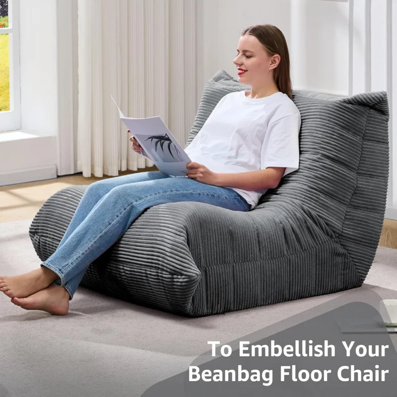 (UUX) كراسي للبالغين كرسي بين باج من إسفنج الذاكرة العملاق أريكة كيس فول كبيرة مع حشو من الفرو الصناعي Firesid UQ