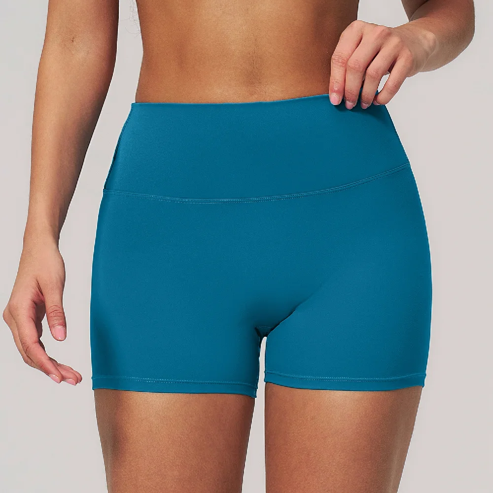 Women Gym Pants Solid Color Yoga Shorts High Waist Workout shorts Breathable Fi… - Image 3