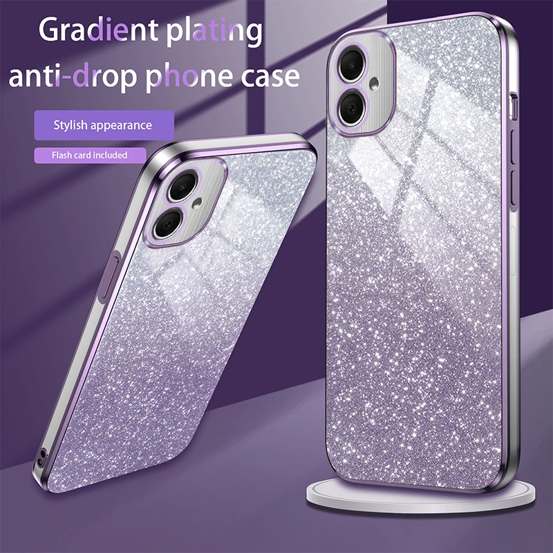 Cover For GalaxyA05 Luxury Gradient Glitter Plating Phone Case for Samsung Galaxy A05 05 2024 Silicone Protect Back Cover A 05