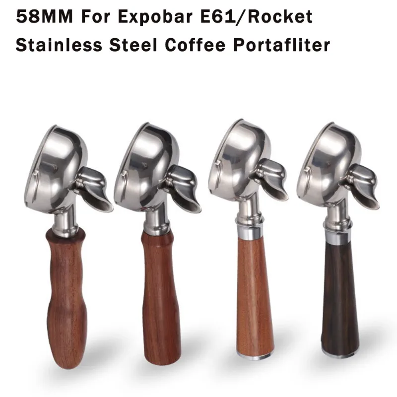 

58mm Coffee Portafliter for Expobar E61/Rocket Stainless Steel Handle Filter Universal Single/Double Mouth Coffee Accessories