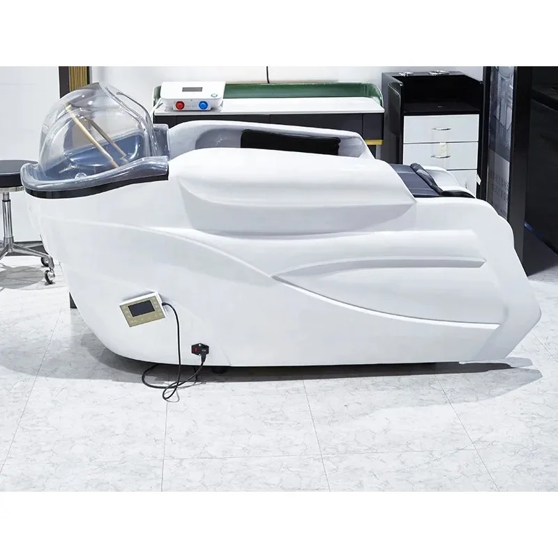 Modern Barber Shop Equipment White Black Fully Automatic Electric Massage Shampoo Chair Hair Salon Furniture Hairdressing