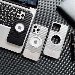 Aluminum Alloy Frameless Magsafe Magnetic Holder Phone Case For iPhone 16 13 14 15 16 Pro Max Metal Frame Shockproof Back Cover