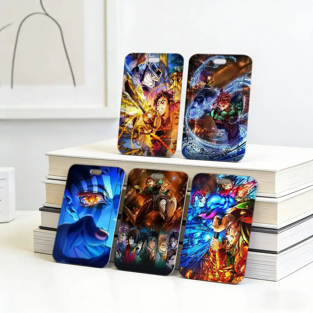 Porta Tarjetas de Identificación Premium de Anime D-Demon Slayer con Correa para el Cuello, Funda Protectora Duradera para Tarjetas de Trabajo, Oficina
