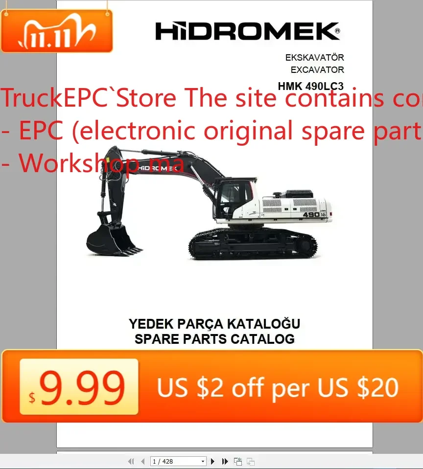 

TruckEPC Hidromek Machinery 2021 PDF 6,52 ГБ 2021 Руководство по обслуживанию и детали Руководство по эксплуатации и схемам