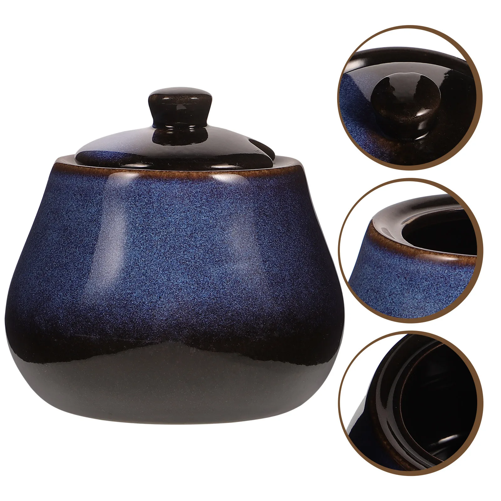 

Seasoning Container Ceramic Grease Jar Compact Desktop Condiment Storage Jar for Sugar Salt Coffee Spices Flour Cooking