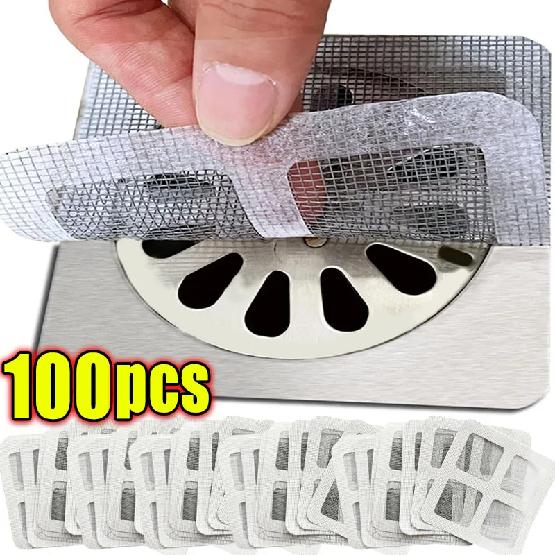 Disposable Shower Drain Hair Catcher Mesh Shower Drain Covers Floor Sink Strainer Filter Hair Stopper For Bathroom Kitchen