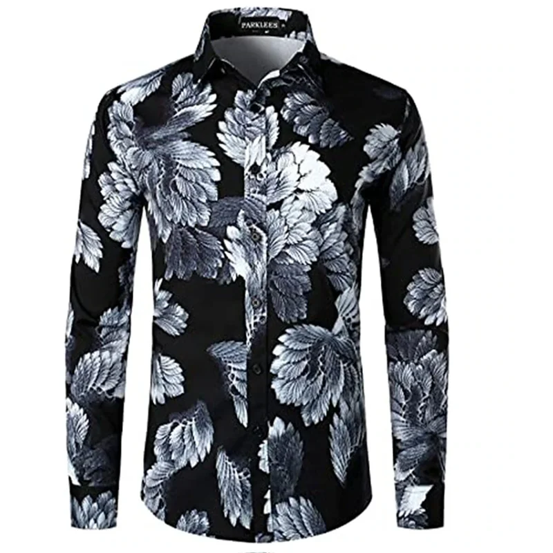 2024 New Men\'s Shirt Long Sleeve 3D Flower Print Button Lapel Summer Clothing Men\'s Tops Prom Birthday Popular Fashion Shirt