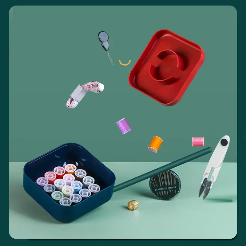 Set Kit Jahit Kancing Sederhana Alat Jahit dan Perbaikan Kotak Penyimpanan Jahit dan Benang Multifungsi Portabel