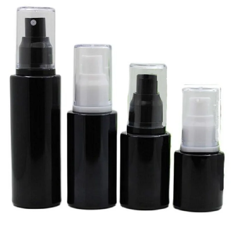 

20/30/40/60ml Glass Perfume Spray Bottle Black Cylinder Round Atomizer Toner Water Mist Sprayer Empty Lotion Pump Bottles 15pcs