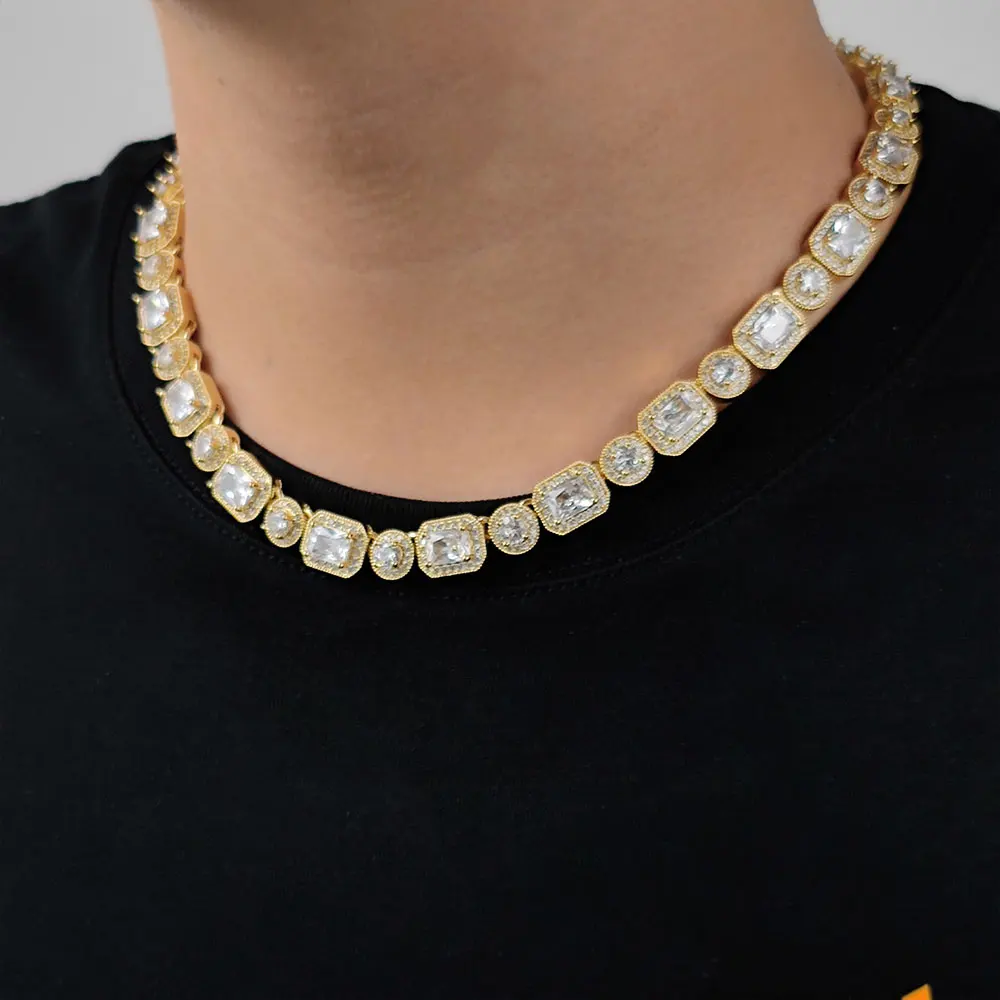 

Hip Hop Cuban Chain Necklace for Men Women 13mm Square CZ Stone Iced out Bling Chains Necklaces Fashion Charm Jewelry