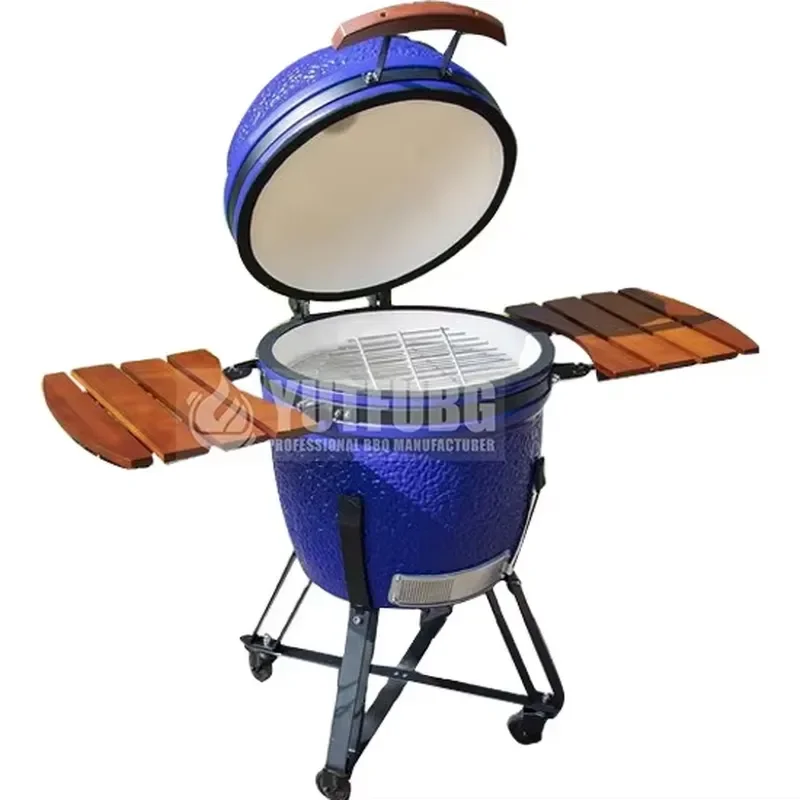 21 Inch Kamado Ceramic BBQ Grill Black Spherical Charcoal Barbecue Outdoor Cooking Smoker Portable Garden Grilling Equipment