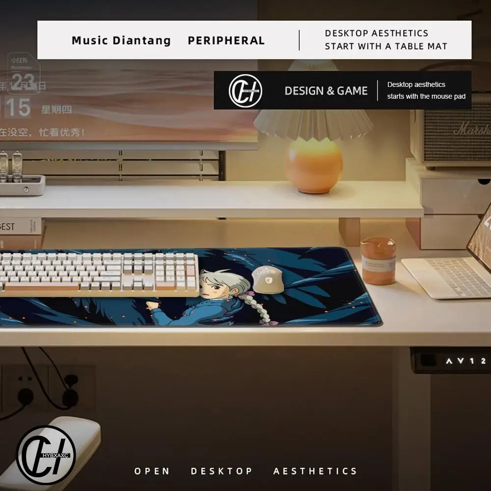 Anime Howl And Sophie Mouse Pad Desk Mouse Pad Cute HD Desk Pad Extended Gaming Keyboard Mats Large XXL Gamer Mousepad 100x50cm