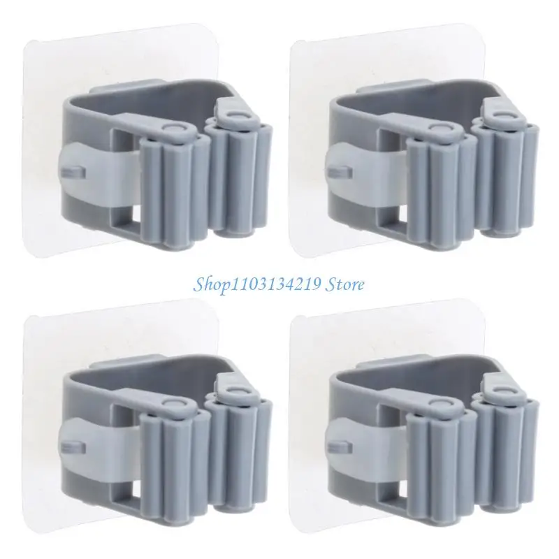 N5KC Mop Hook Punching-Free Bathroom Shelf Hanging Broom Clamp Holder Strong Seamless Wall Hanging Rack Hook for Garden
