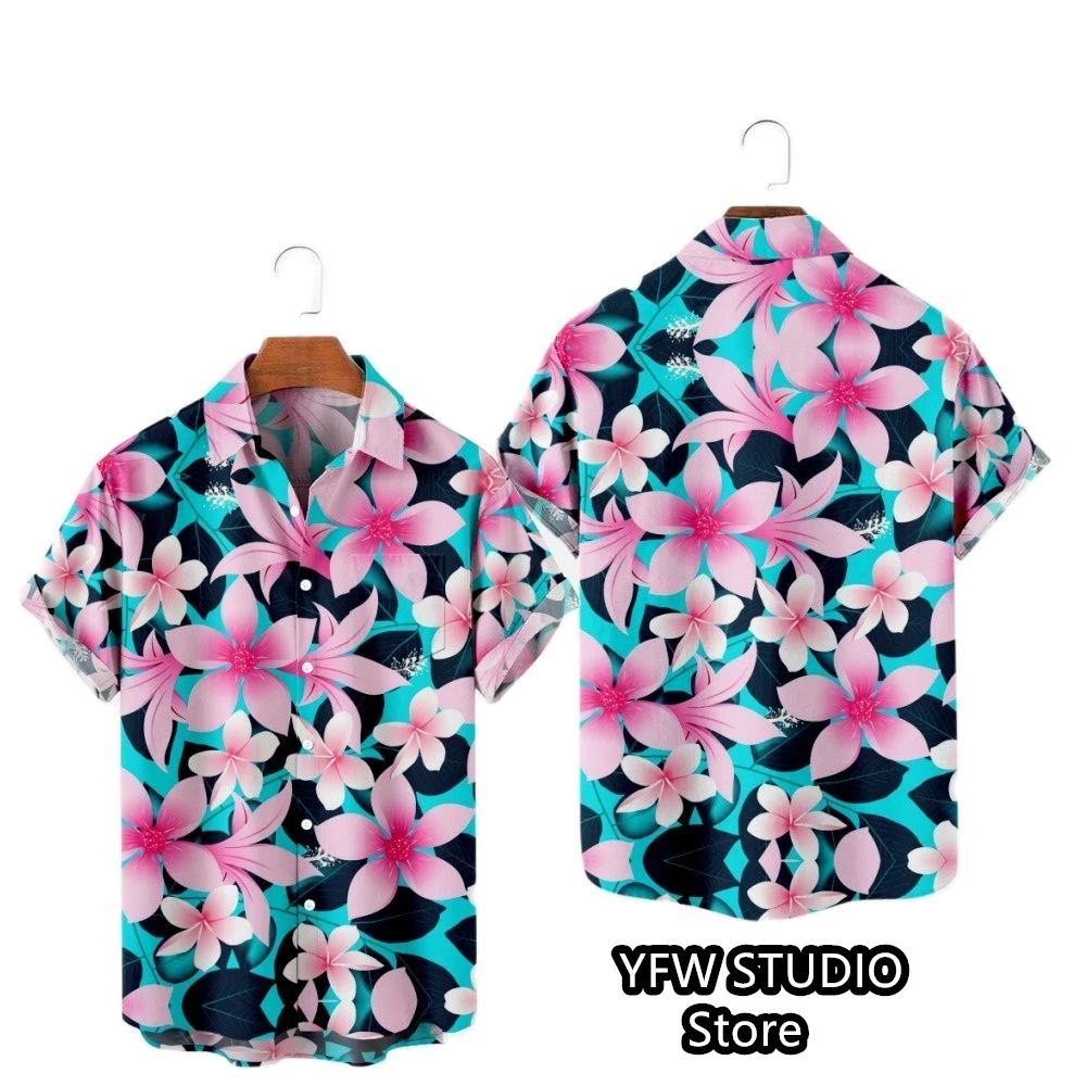 Hawaii Tropischer Stil Papageien-Druck Kurzarm Aloha-Hemden Kubanischer Stil Sommer Plus Size Lässige neue Herrenhemden – Detail 14
