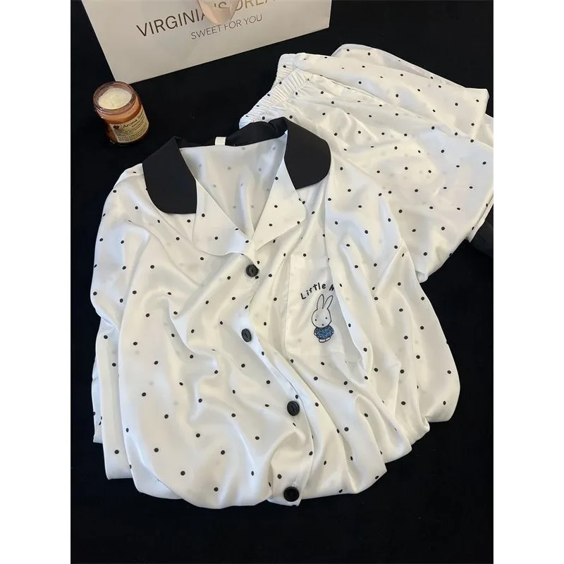 Miffy Bunny ensemble de vêtements de nuit coupe ample dessin animé à manches longues pantalon pour les femmes à la mode à pois Chic maison et extérieur vêtements de détente k-trend