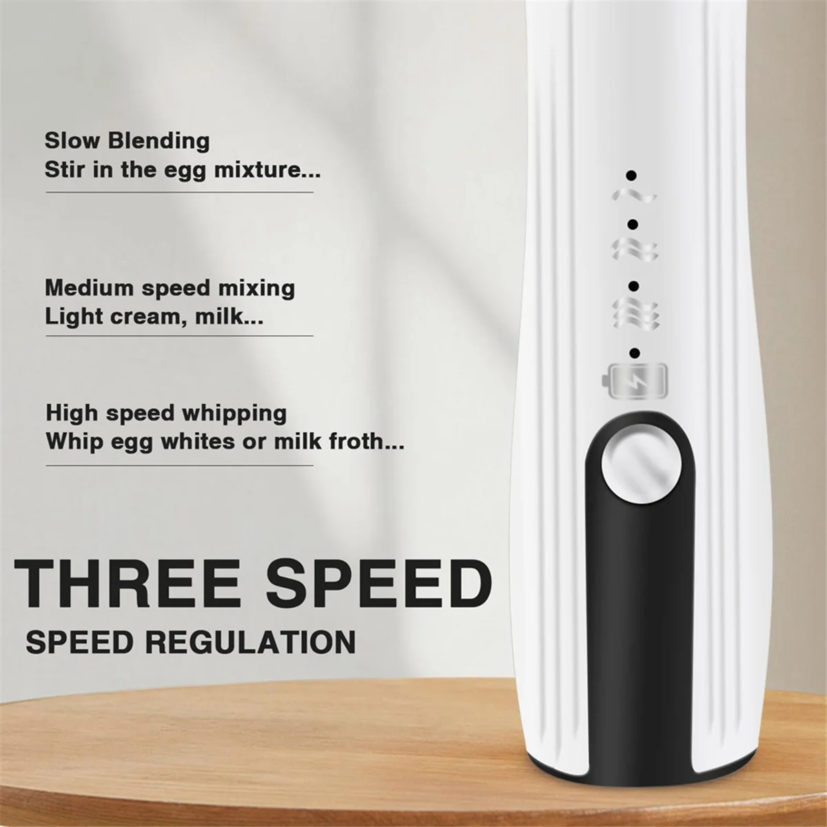 Montalatte ricaricabile palmare con 3 velocità, potente frullatore per bevande con 2 teste per caffè, schiuma nera