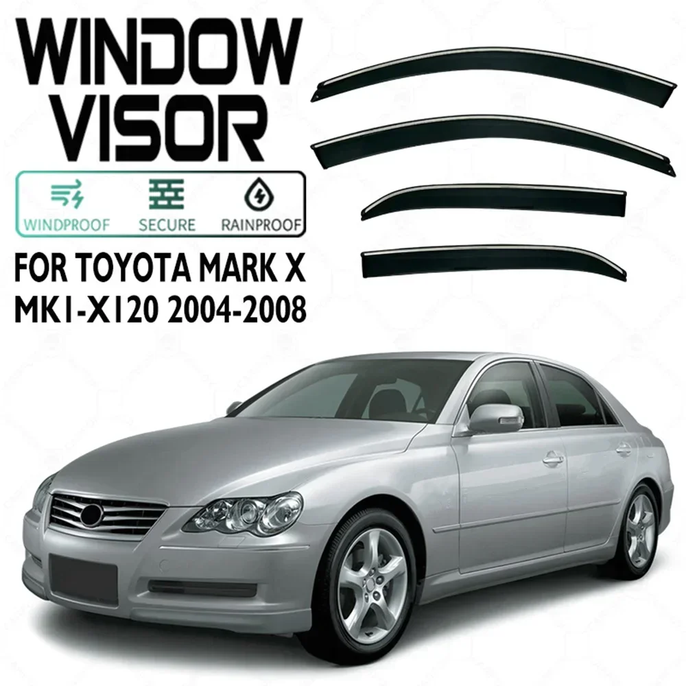 

Хромированные полоски, защита от дождя для Toyota Mark X MK1-X120 2004-2008, оконный козырек, ветровые дефлекторы, дверной козырек, вентиляционные шторы, вентиляционный козырек