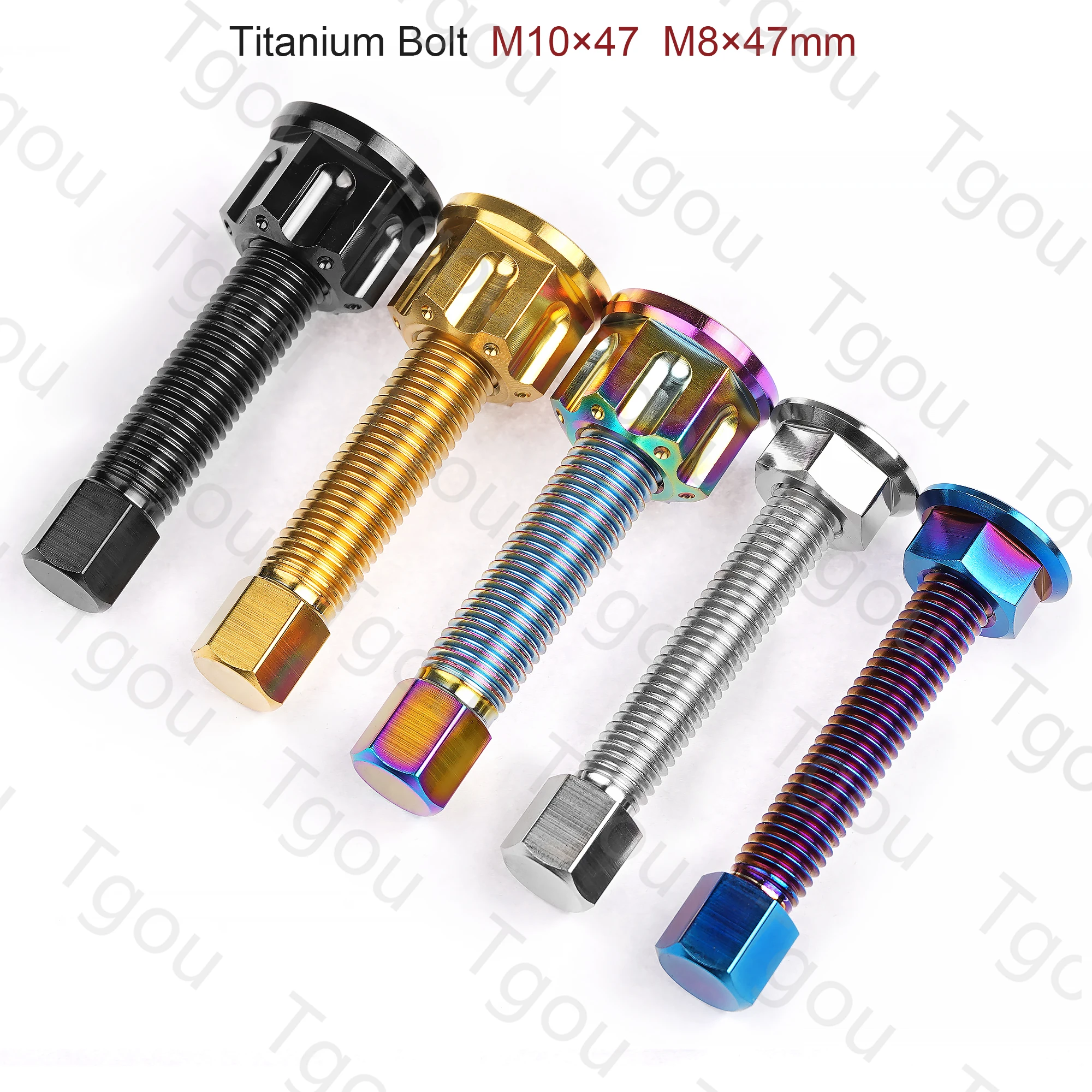 Tgou Titanium Bolts M8/M10x47mm Hexagonal Head Screw And Flange Nut Pitch 1.25mm Motorcycle Chain Tensioner Parts