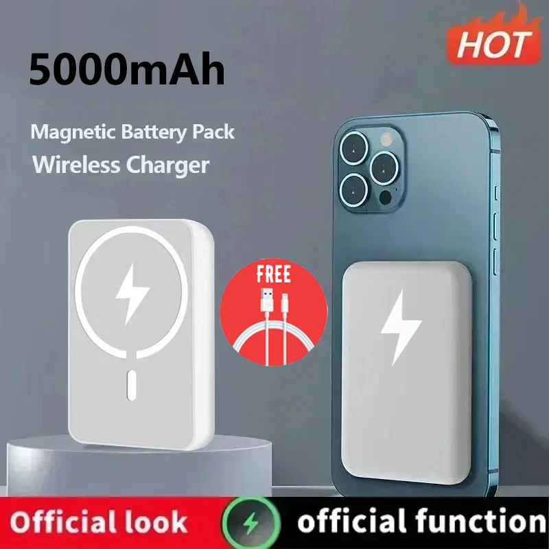 Portable Macsafe Power Bank Magnetic Wireless Powerbank For iphone 15 14 13 12 Pro Max External Auxiliary Backup Battery Pack