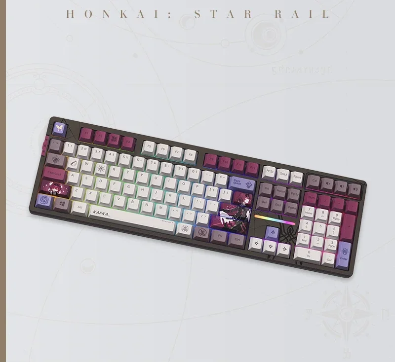 Imagem -04 - Anime Honor Kafka Teclado Mecânico Tri-mode com Fio sem Fio Bluetooth 5.0 Retroiluminação Rgb Personalizado Anime Star Rail Oficial