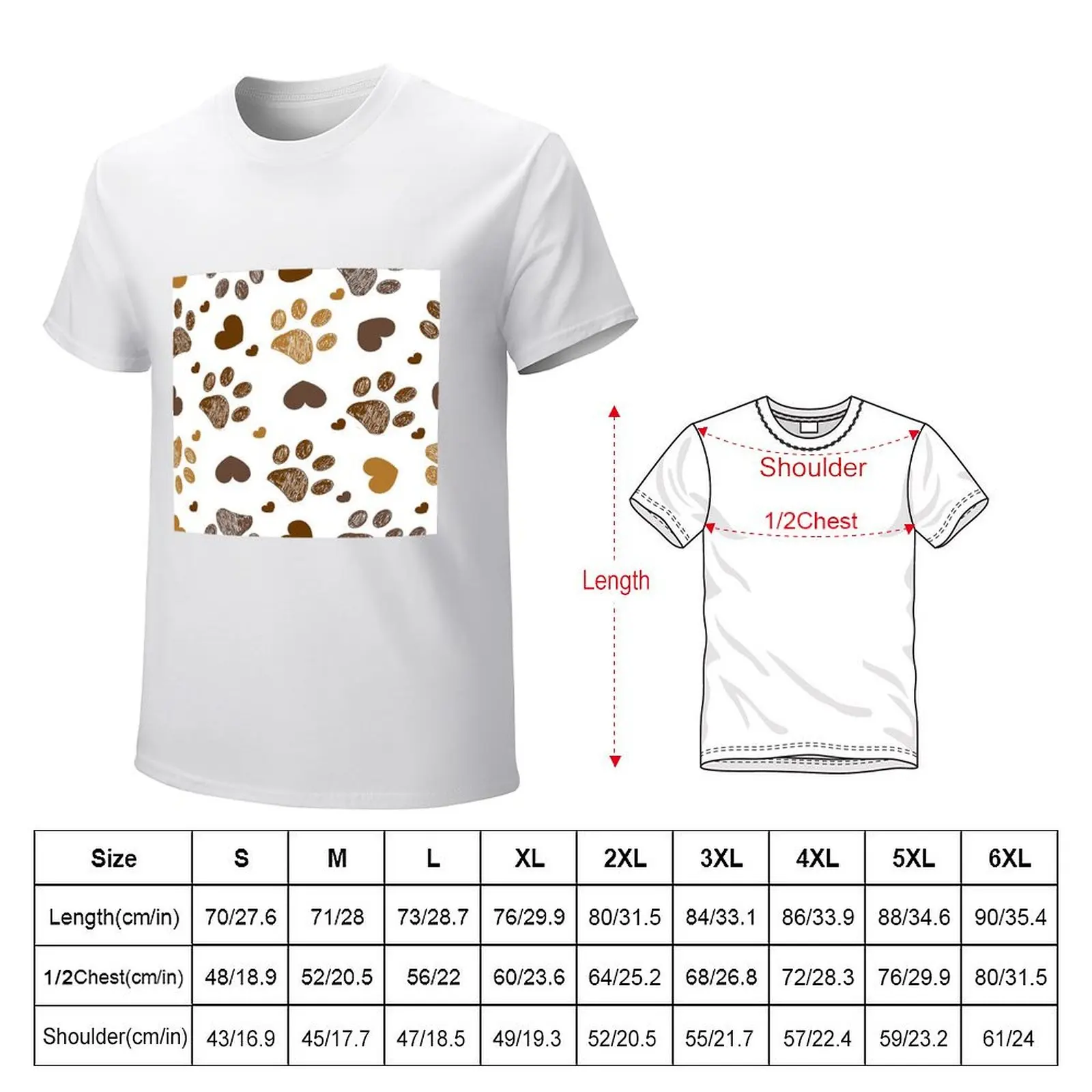 Multicoloured animal dog pattern of paw footprint T-shirt summer top funnys mens clothing