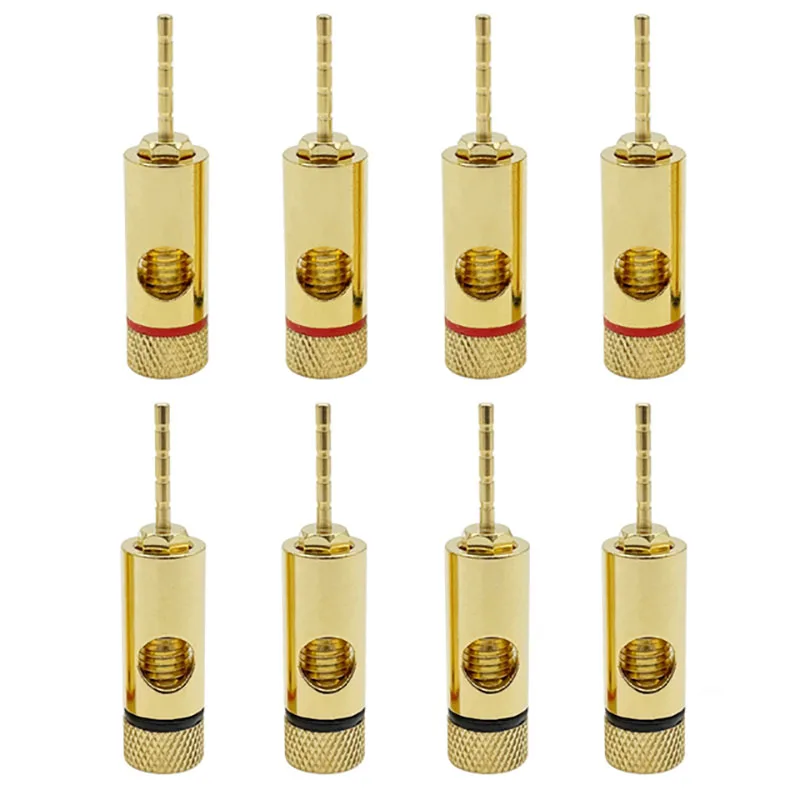 

8PCS Copper Gold-Plated 2mm Pin Banana Plug Adapter Straight Pin Banana Terminals Speaker Plugs Wiring Connector