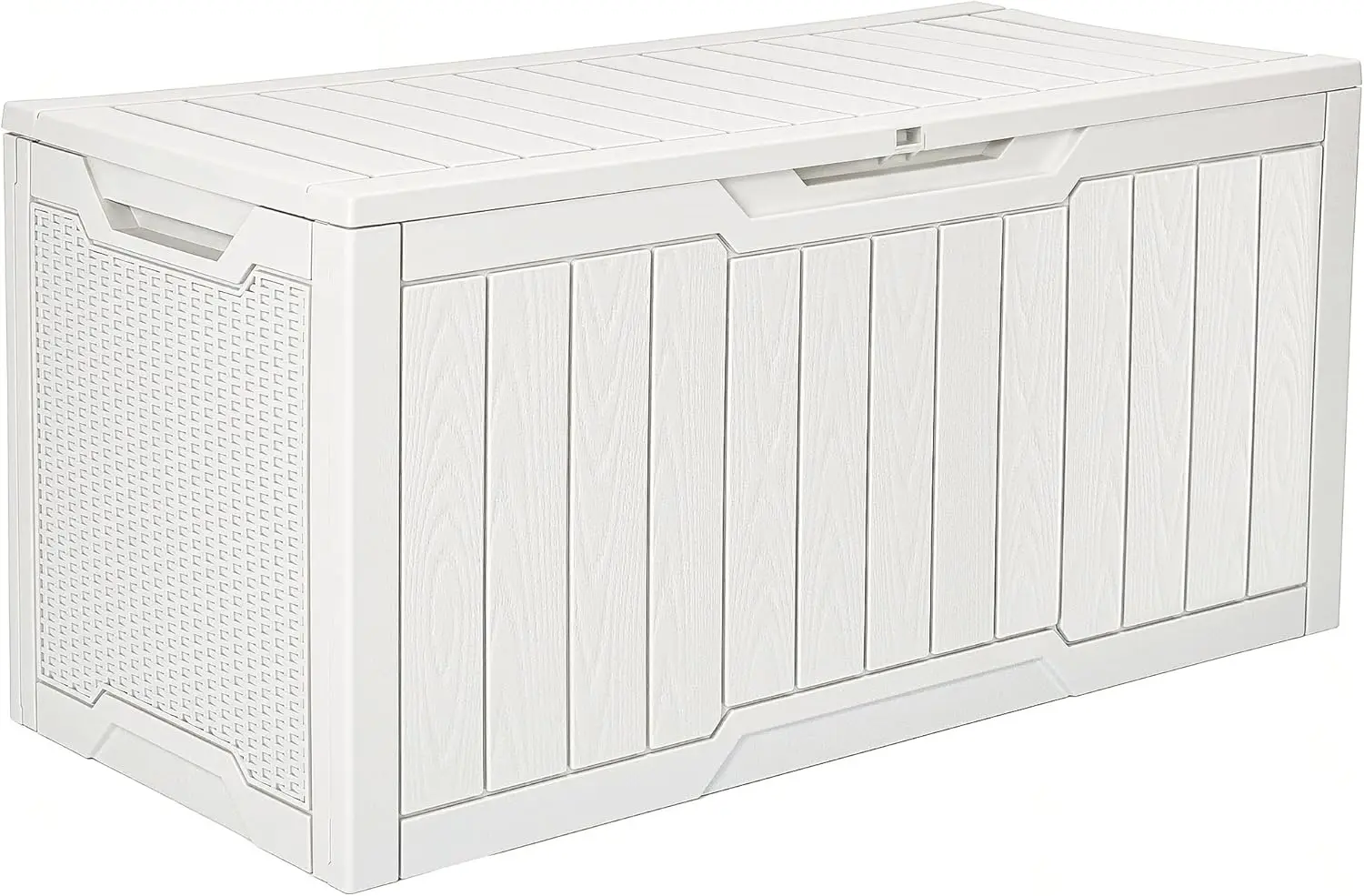 100 Gallon Large Outdoor Deck Box, Lockable Storage Container for Patio Cushions, Garden Tools, Pool Accessories, White