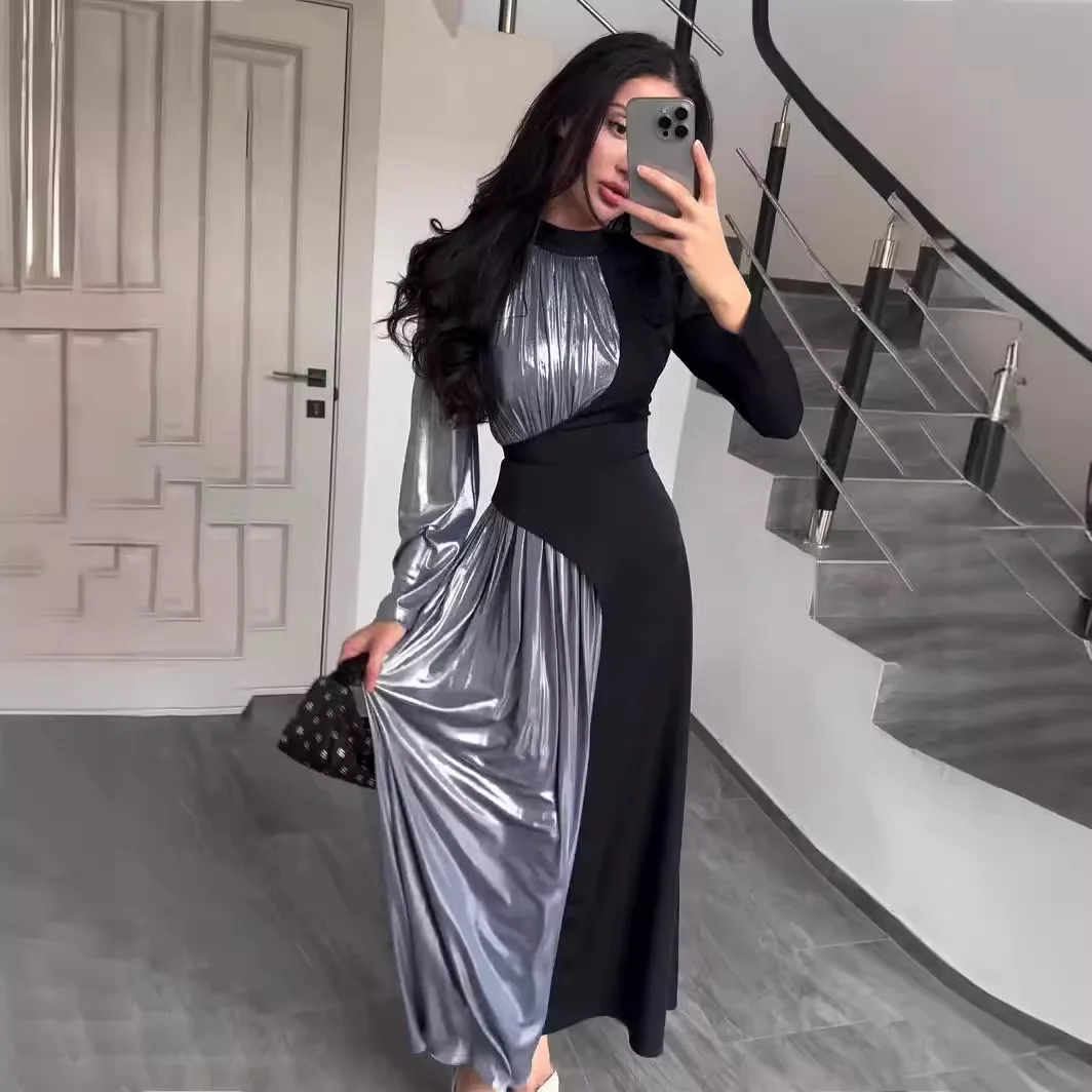 Women Party Long Dress Vestidos Eid Muslim Abaya Dresses Jalabiya Patchwork Ramadan Abayas Kaftan Islam Arab Dubai Morocco Robe