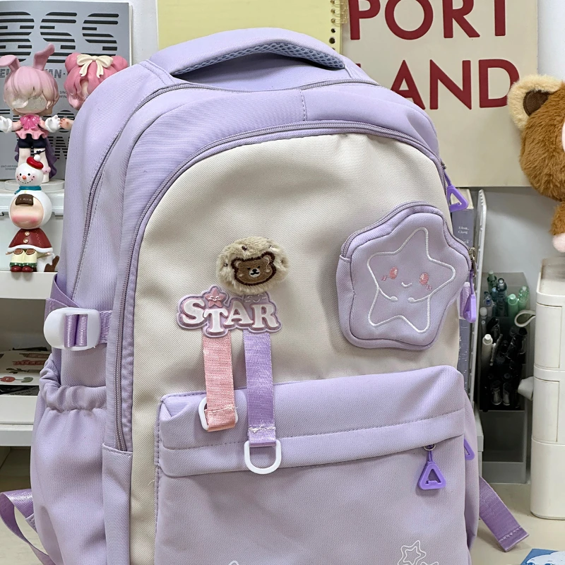 Preppy Girls Backpacks Korean Vintage Students Women High-capacity Casual Backpack Contrast Color All Match Streetwear Schoolbag