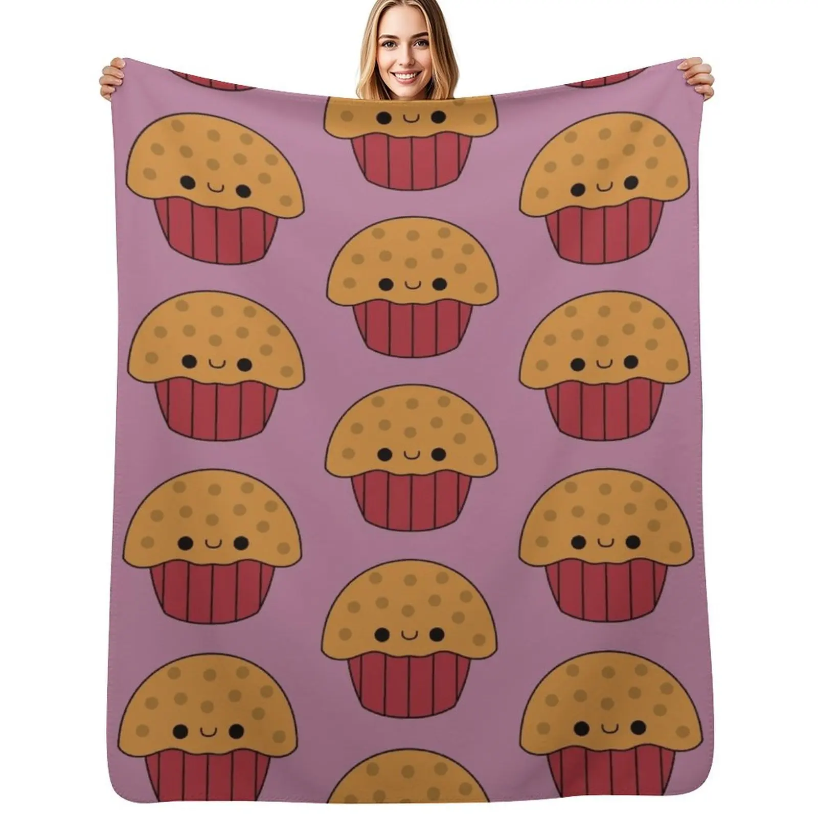 

Cute Muffin - Kawaii Muffin Throw Blanket Soft Big Shaggy Blankets