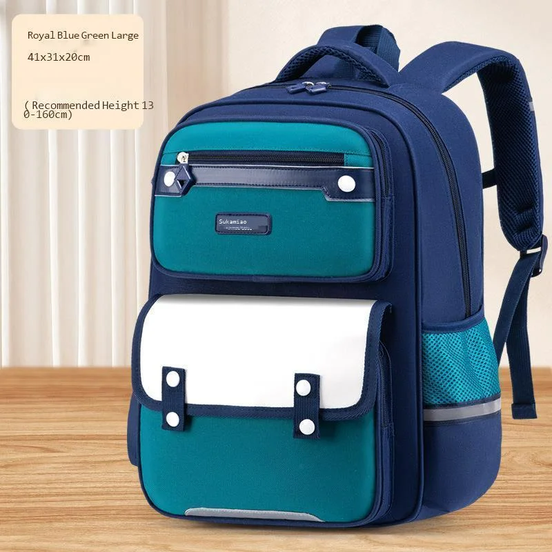 New elementary school backpack with British style load reducing and spine protection waterproof and lightweight large capacity