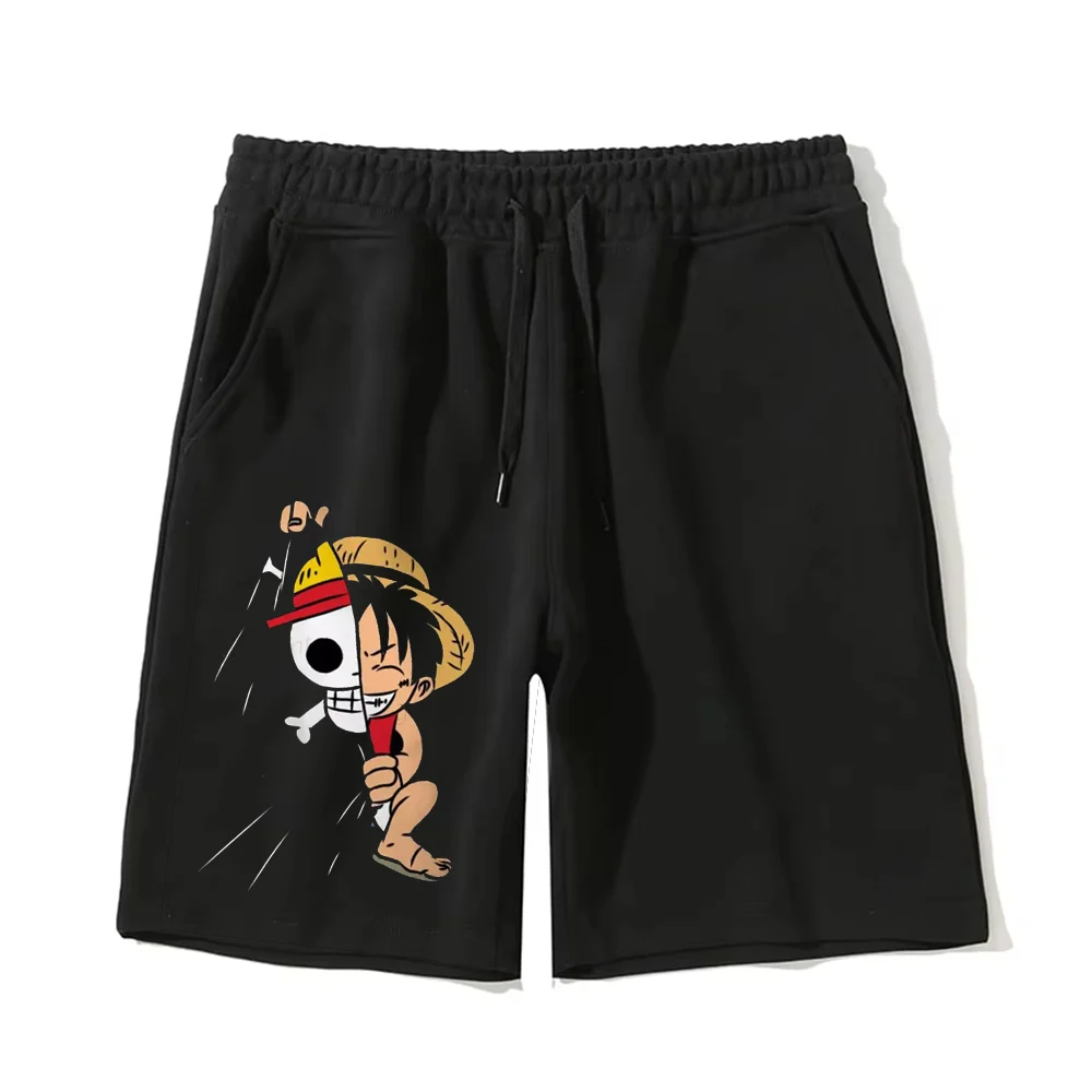 여름 신상 남성 반바지 원피스 애니메이션 프린트 여성 블랙 코튼 반바지 통기성 러닝 팬츠 Y2k 의류 비치 짐 반바지