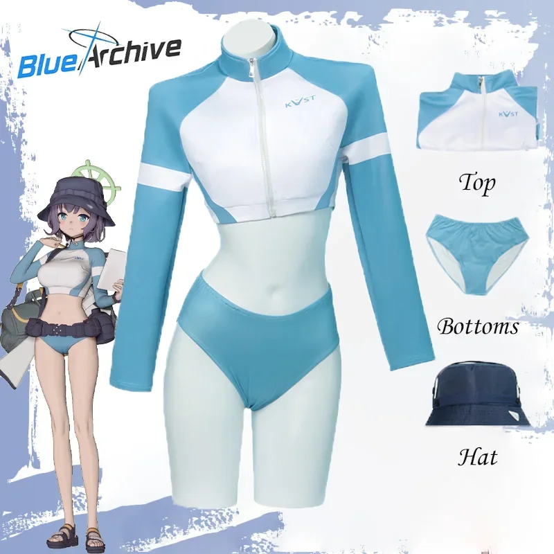 

CosplayGame Blue Archive Sorai Saki Cosplay Costume Blue Top Bottoms Hat Swimsuit Full Set Outfits Summer Uniform Carnival Party