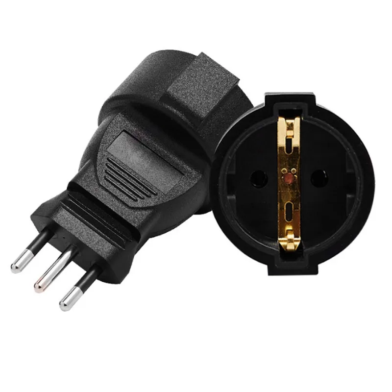 Black Copper Italy Chile Male to EU 4.8MM female power adapter plug socket converter for Russia Korea Ukraine Europe countries