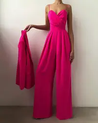 2023 Spring Chiffon Sexy Joker Solid Elegant Spaghetti Strap European and American Women's High Waist Wide Leg Jumpsuits