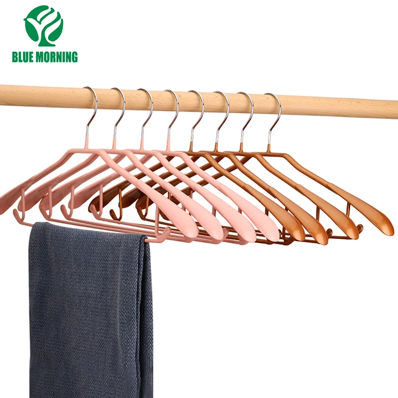 10Pcs Clothes Hanger PVC Coated Metal Hangers Non-slip Clothing Drying Rack Adult Coat Pants Hanger Wide Shoulder Household Rack