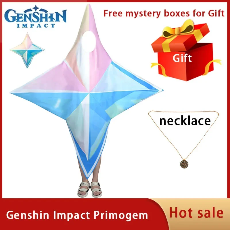 Genshin تأثير لعبة Primogems تأثيري حلي وتتسابق قلادة الخماسي العملاق هالوين ملابس للحفلات فستان حفلة تنكرية Rolecos