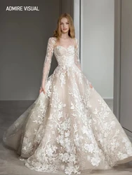 Vestido De novia De corte en A para novia, vestido De princesa con escote Corazón, mangas completas desmontables, hecho a medida, tallas grandes, novedad