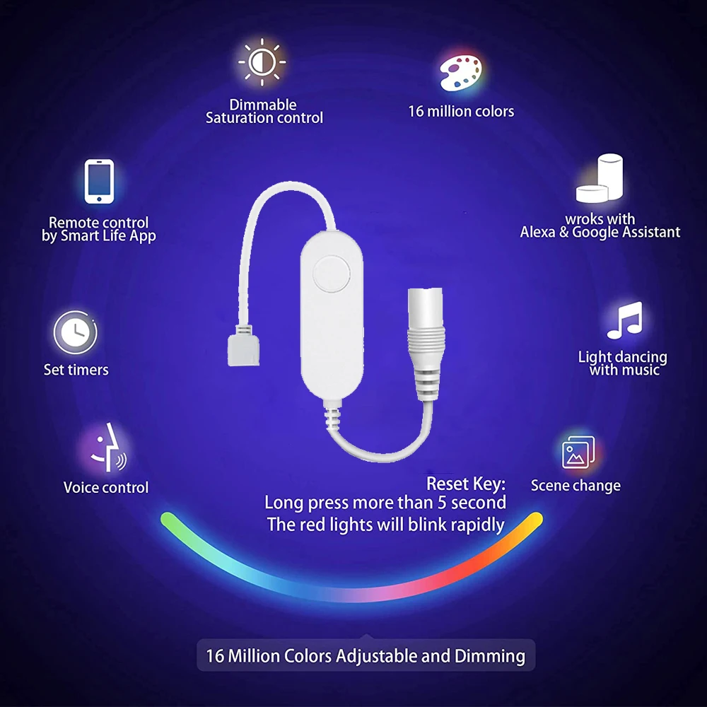 Tira de atenuación LED RGB + CCT COB Tuya Zigbee 3,0, 6 pines, 24V, 1m, 5m, RGBCW, Control remoto inteligente, Luz lineal RA90 para Alexa