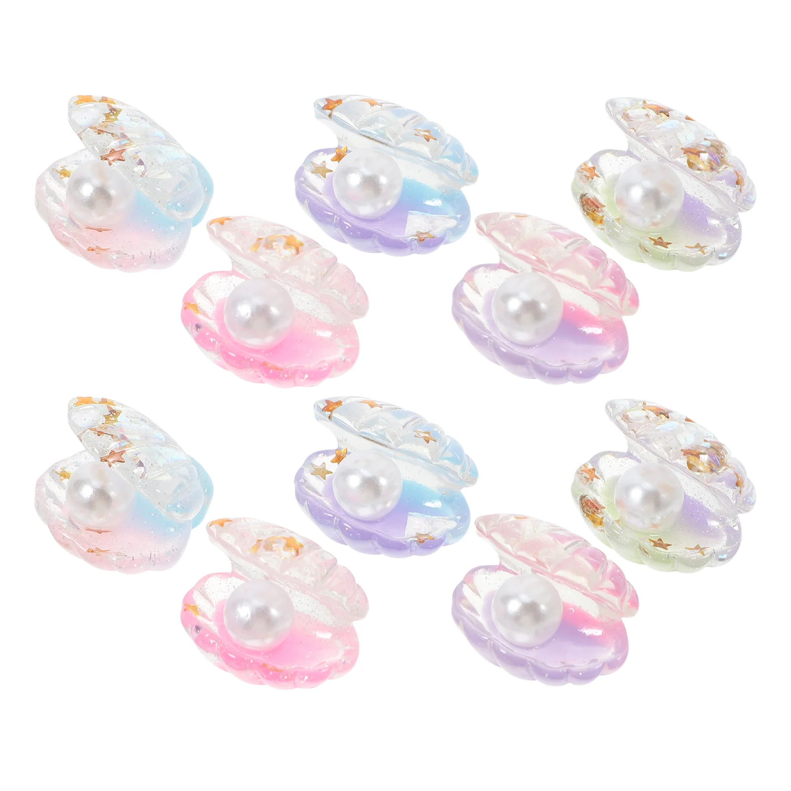 16 Pcs Simulated Pearl Shell Mini Resin Crafts Decor Statue Miniature with Glow The Dark Ornament