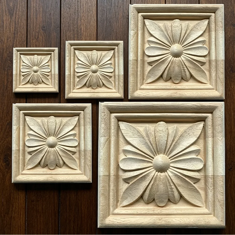 

5-14cm Home Decoration Accessories Furniture Wood Appliques Woodcarving Corner Decal Wooden Decor Wall Door Miniature Figurine