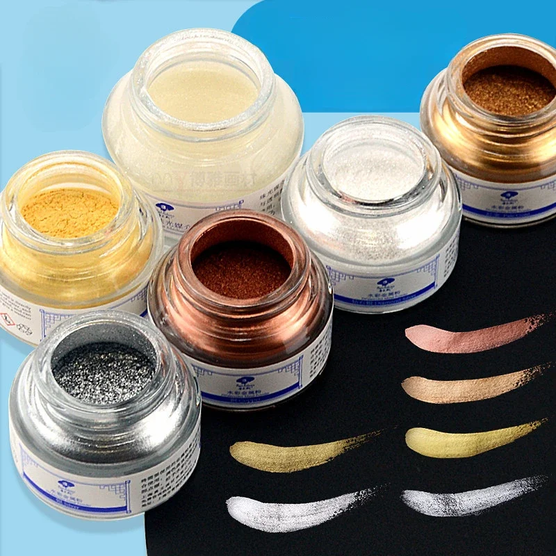 30ML Watercolor Metallic Pastel Gold and Silver Glitter Pearlescent Pigment Medium Student DIY Painting Art Pigment