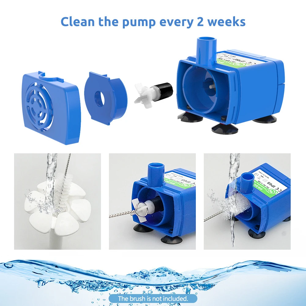 USB Pet Water Fountain Pump Replacement Low Noise Pump Motor with LED Indicator Light