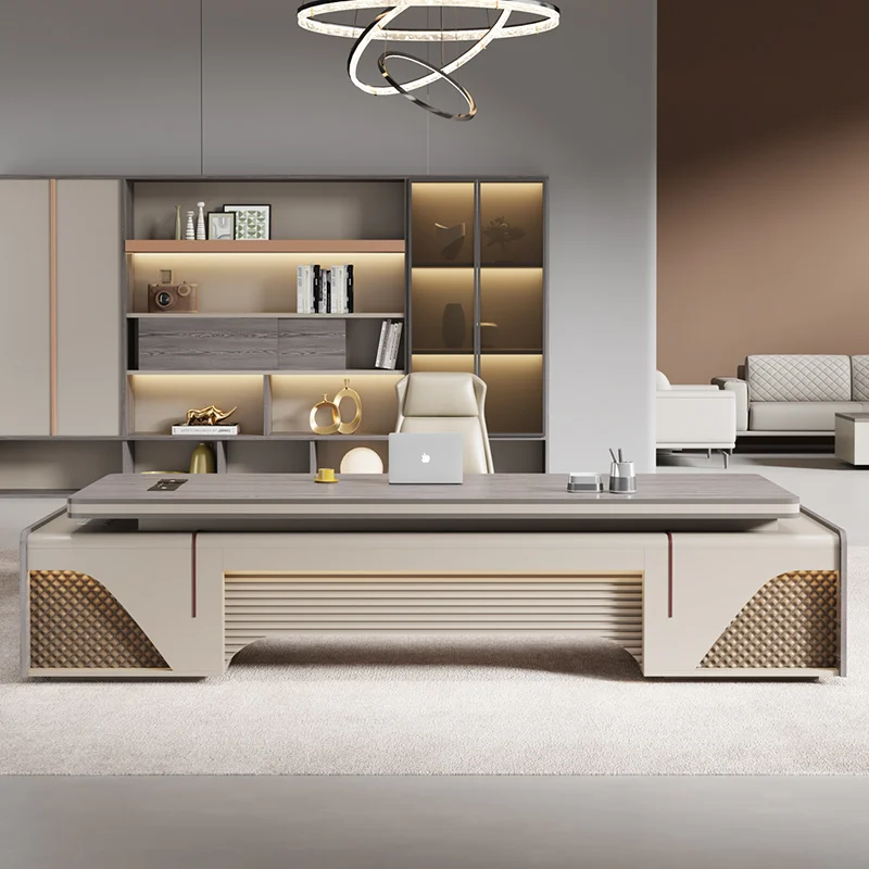 مكتب تنفيذي بني حديث فاخر بأدراج قوية فاخرة مكتب تنفيذي حديث رخيص أثاث مكتب Mesa De Escritorio #3