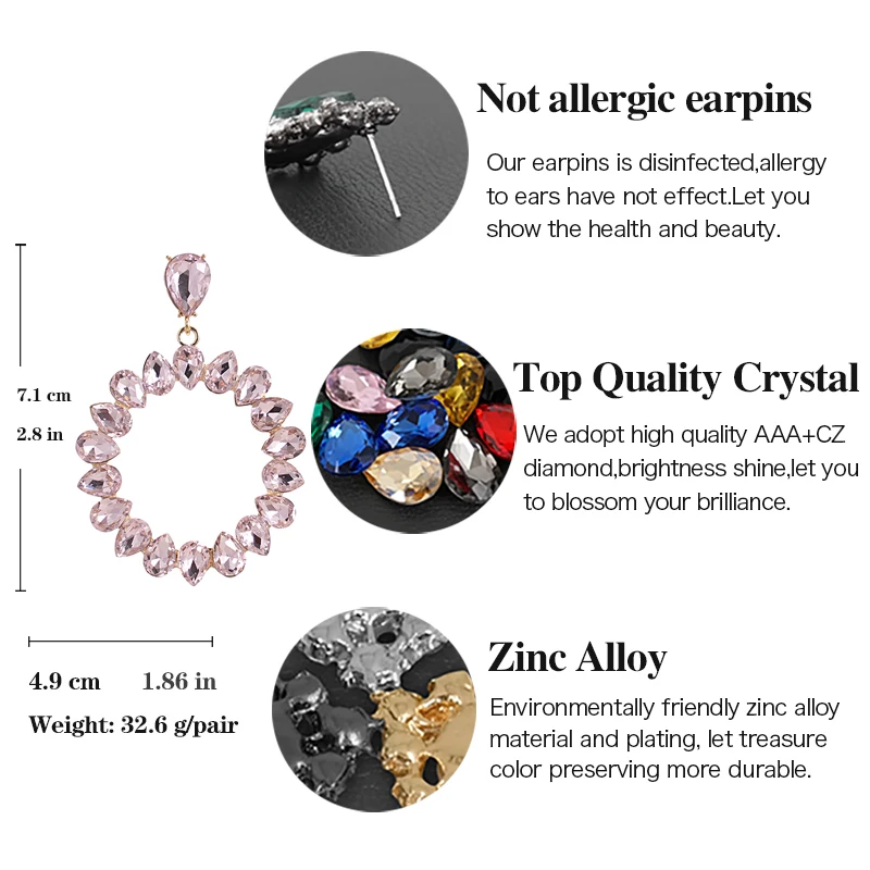 VEYO Classic Round Crystal Drop Earrings Elegant Hollow Bridal Lady Dangle Earrings for Women Fashion Jewelry Gift 2022 New
