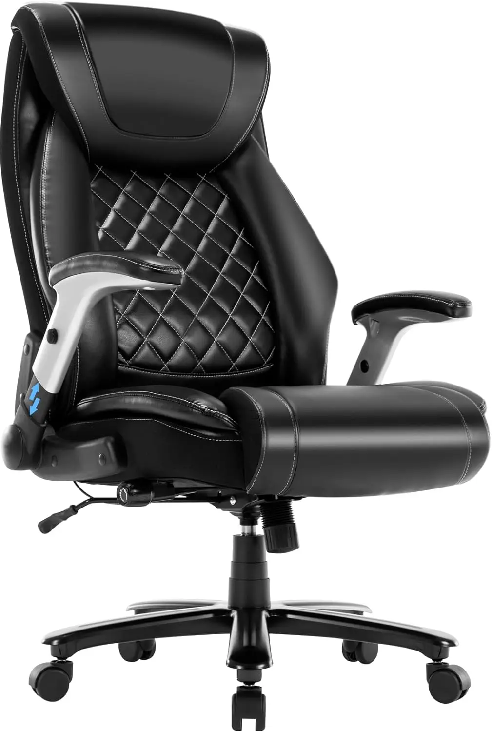 

400LBS High Back Executive Computer Chair Adjustable Lumbar Support Flip-Up Arms Large Desk Tall Person Office Seat Sofa-Like