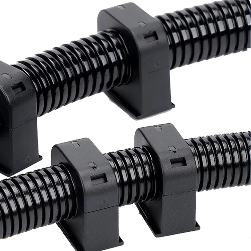 

10pcs Ø10-18.5mm Corrugated Tube Holder & Cable Organizer - Plastic Mounting Bracket w/Double Struts Pipe Clamp Clips